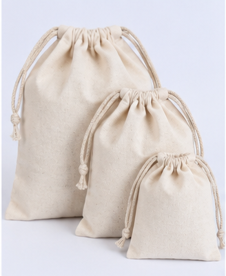 100% Cotton Muslin Storage Bags – Double Drawstring