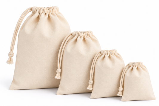 100% Cotton Muslin Storage Bags – Single Drawstring