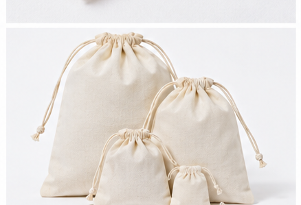 Premium Soft Cotton Muslin Storage Bags – Double Drawstring